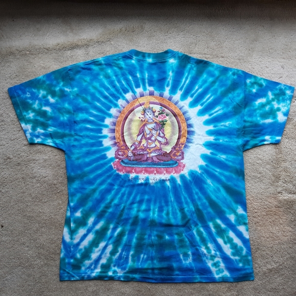 Blue Tie Dye Short Sleeve Tee with Buddha image - Picture 5 of 10